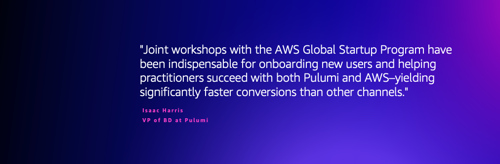 Isaac Harris VP of Business Development at Pulumi quote